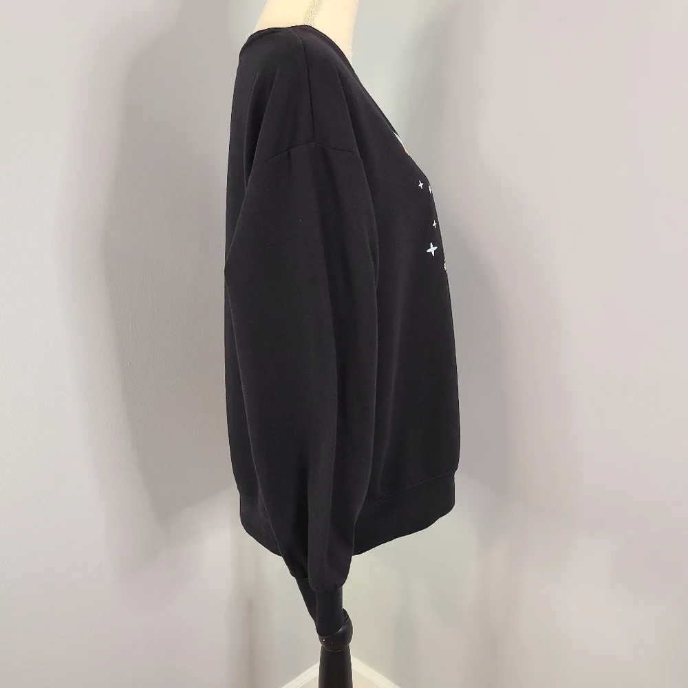 Disney Tinkerbell Peter Pan Black Crew Neck Long Sleeve Cozy Sweatshirt Woman XL - Picture 3 of 7